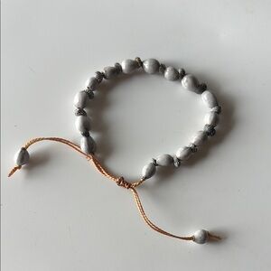 Gray Beaded Bracelet with Adjustable Cord